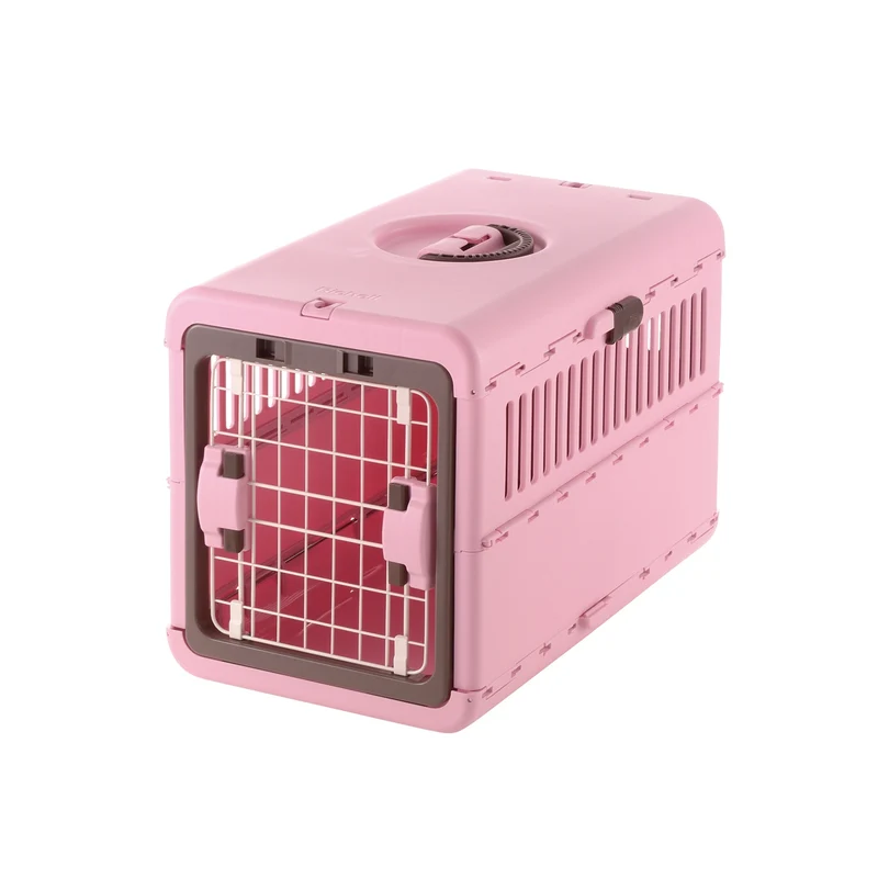 Richell Foldable Pet Carrier Soft Pink/Brown / 17.5" x 26.5" x 20" (Medium)