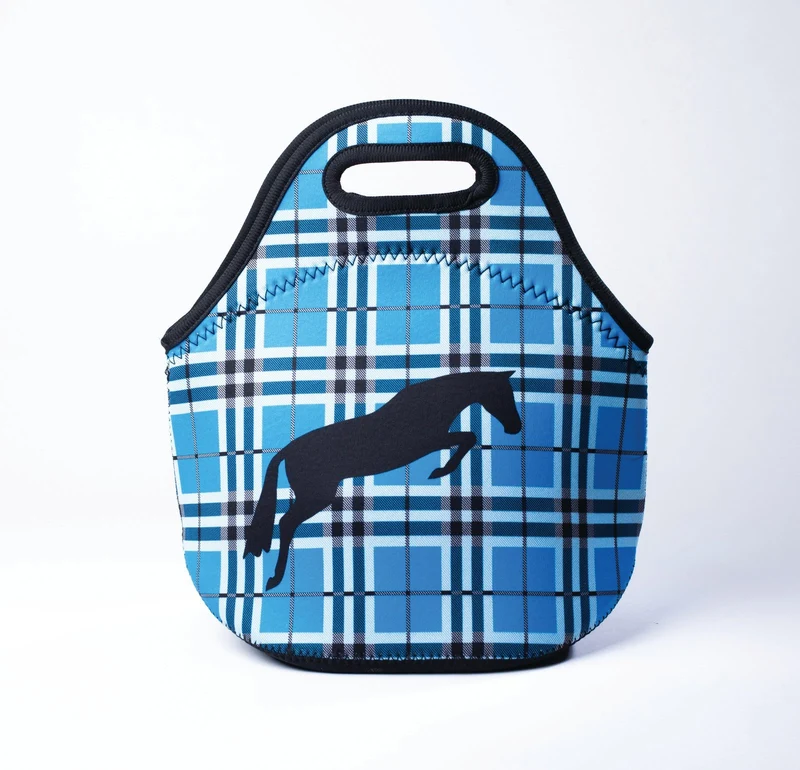 Tek Trek Neoprene Lunch Tote Plaid Blue
