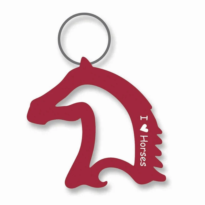 I Love Horses Horse Head Bottle Opener Keychain Red