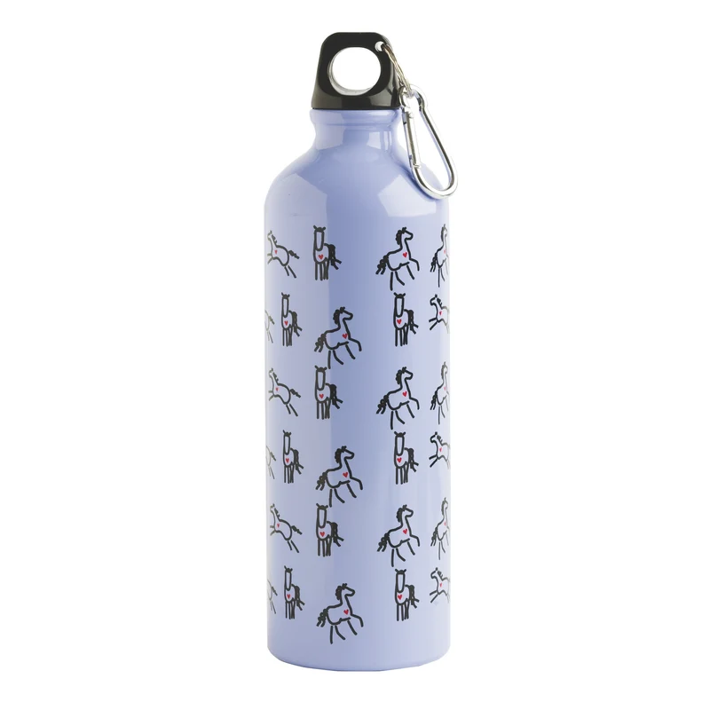 Heart Horse Aluminum Sports Bottle Light Blue