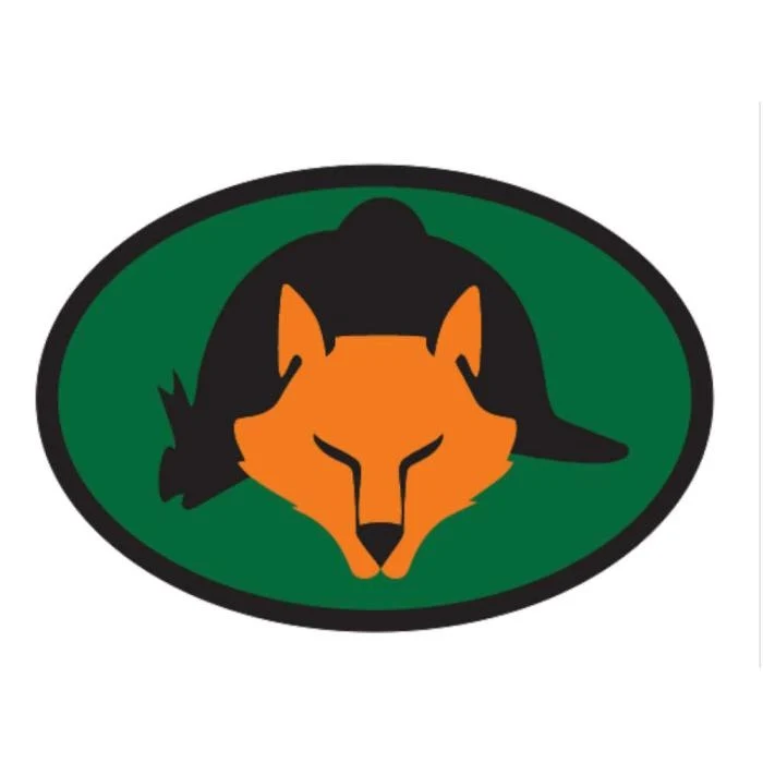 EURO Orange Fox & Helmet Decals - Set Of 3 4" x 6"