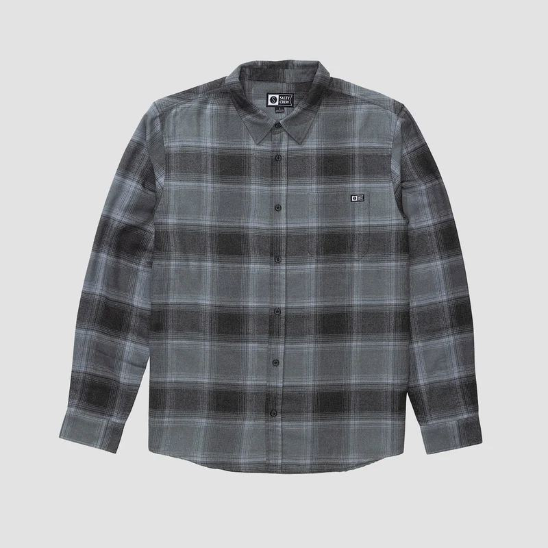 Salty Crew Early Bird Flannel Longsleeve Shirt Pirate Black Large