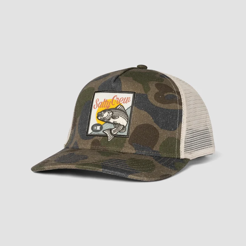 Salty Crew Striper Trucker Cap Sand Camo