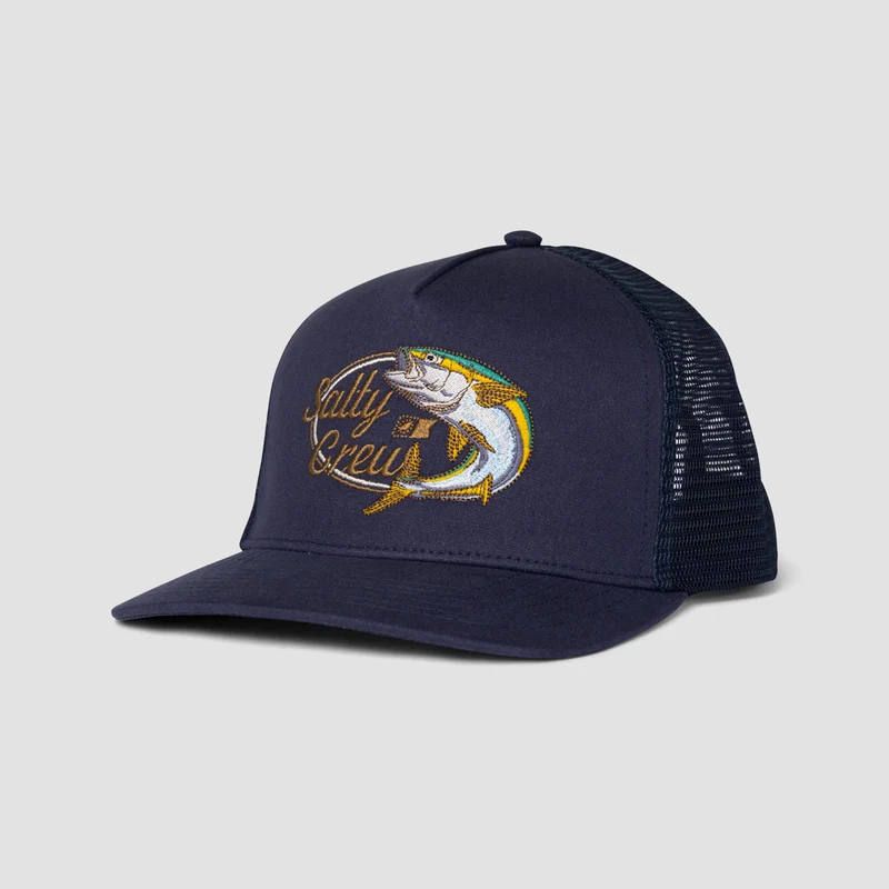 Salty Crew Yellow Tailed Trucker Cap Midnight Navy