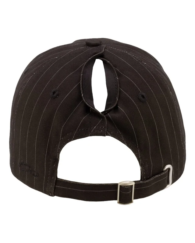 Infinity Her KATE Women's Peach Twill Cap - Black Pinstripe Black White / One Size Fits Most