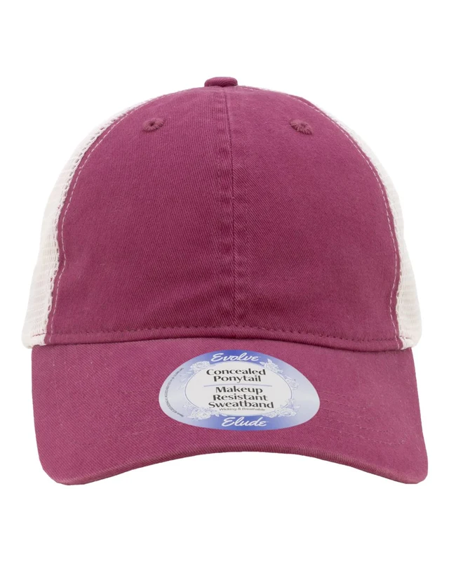 Infinity Her ANNIE Women's Peached Twill Mesh Back Cap - Berry White Pink White / One Size Fits Most