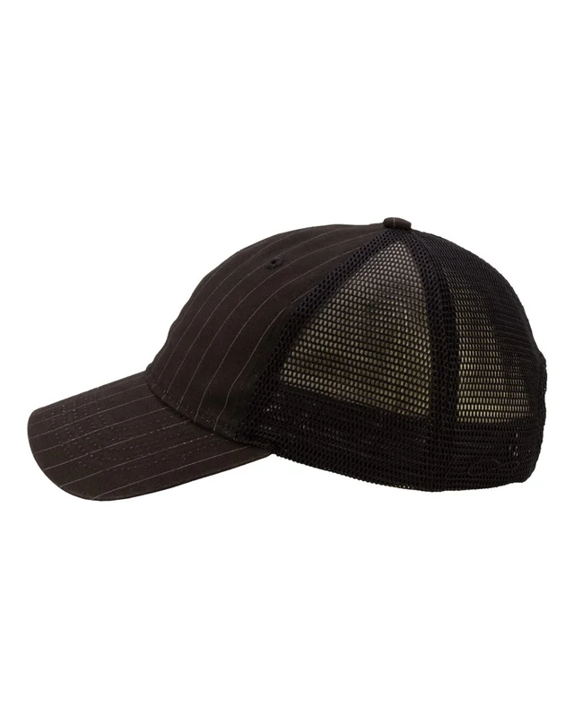 Infinity Her ANNIE Women's Peached Twill Mesh Back Cap - Black Pinstripe Black Black / One Size Fits Most