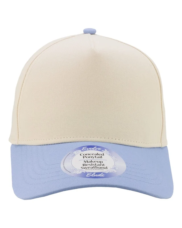 Infinity Her COLBIE Women's Two-Tone Five-Panel Cap - Ivory Ice Blue Leopard Camo White Blue-Light / One Size Fits Most