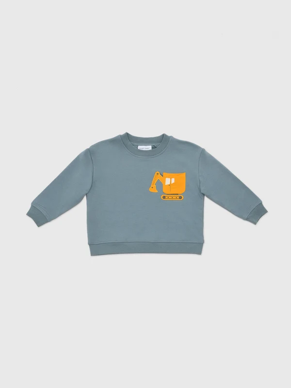 Angel Dear Baby Boys' Digger Drop Sleeve Sweatshirt 6/12M / BLUE