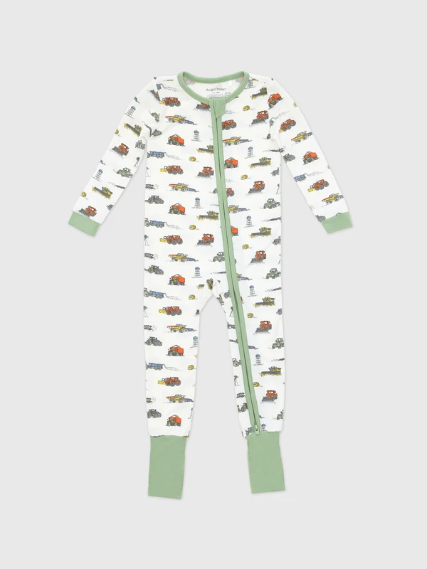 Angel Dear Baby Boys' Farm Machines Convertible Romper 0/3M / IVORY/GREEN