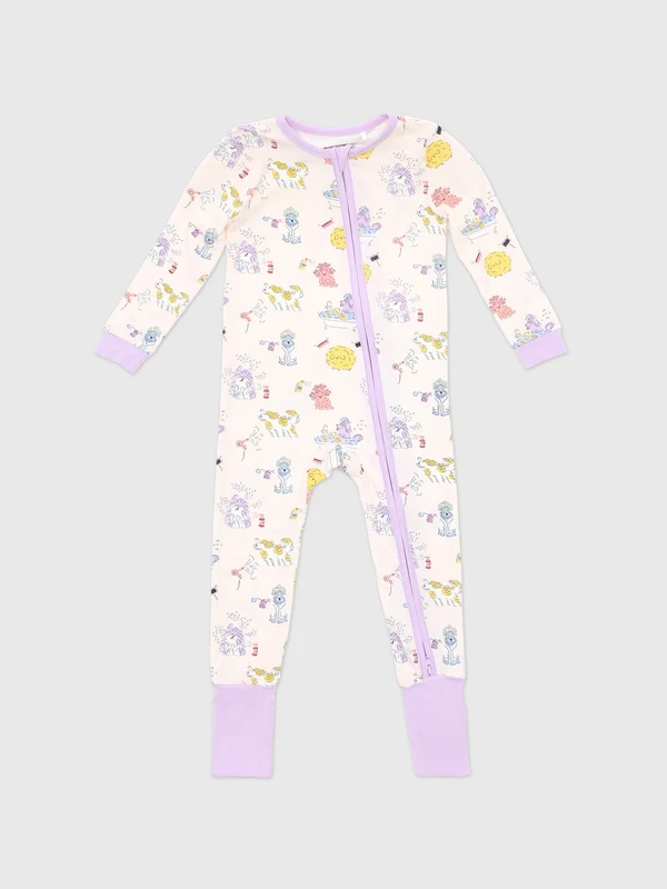 Angel Dear Baby Girls' Spa Dogs Convertible Romper 6/12M / PINK/PURPLE