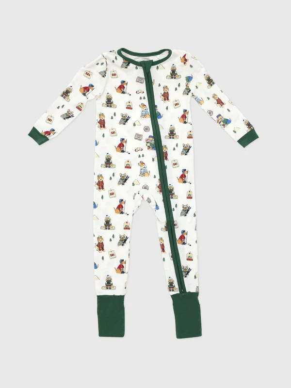 Angel Dear Baby Boys' Winter Sports Dogs Convertible Romper 3/6M / IVORY/GREEN