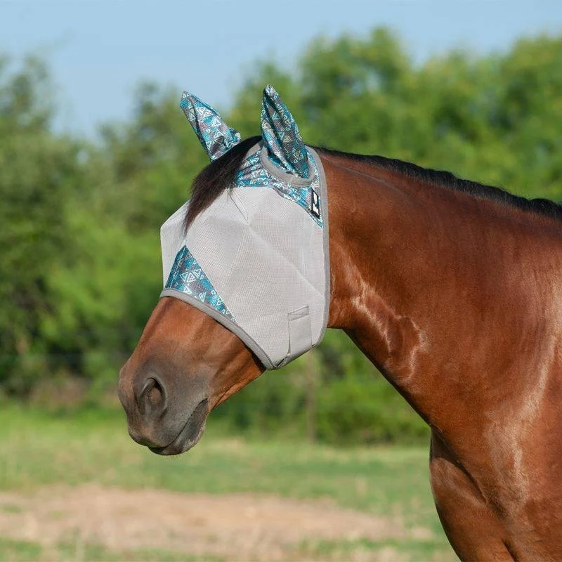 Cashel Crusader Fly Mask - Standard with Ears Teal Tribal / X-Small (Weanling)