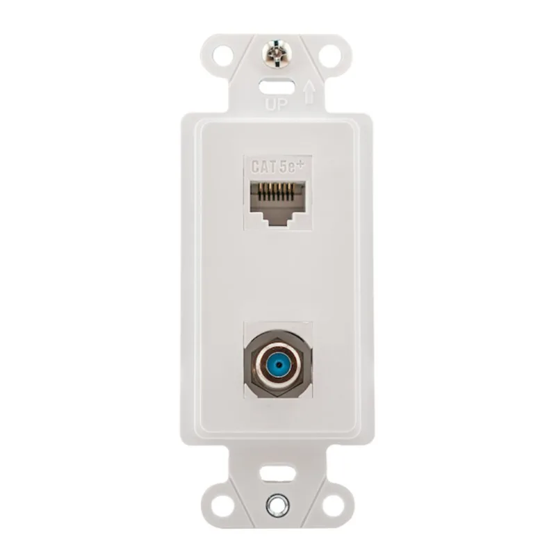 On-Q Wall Jack for CAT 5e and Coax 3GHz Cable - White