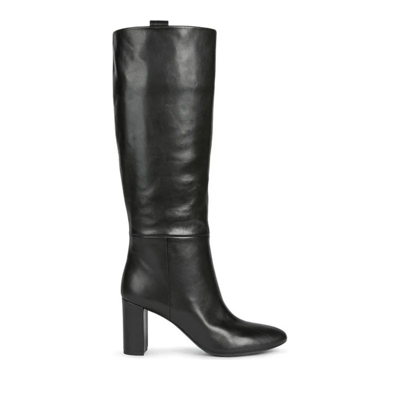 Geox Pheby 80 Black Block Heel Leather Boots EU 36