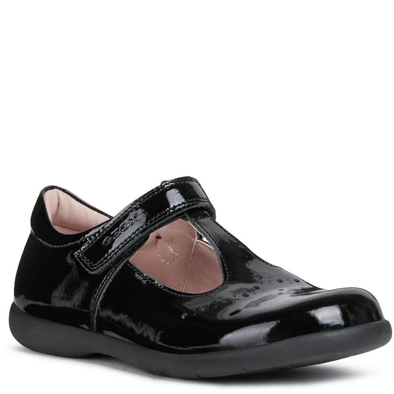 Geox Naimara T-Bar Infant School Shoes Black Patent / Infant 8.5
