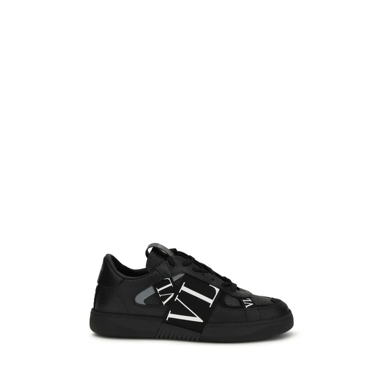 Valentino Garavani Black Calf Leather Bos Taurus Athletic Sneakers EU42/US9