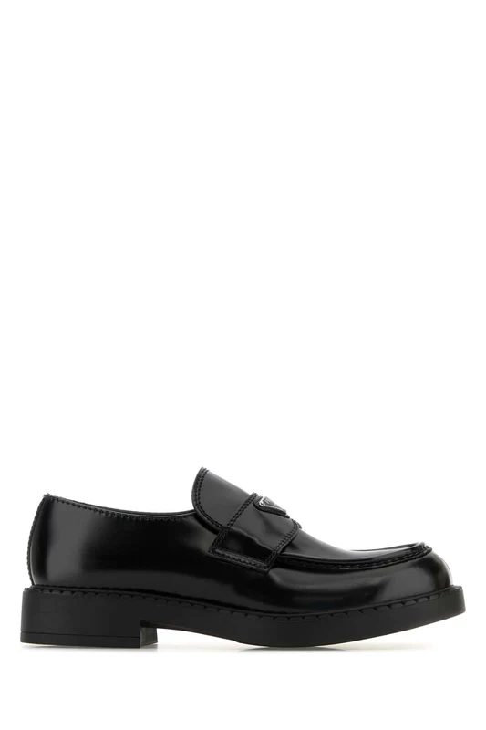 Prada Black Leather Chocolate Loafers 6+