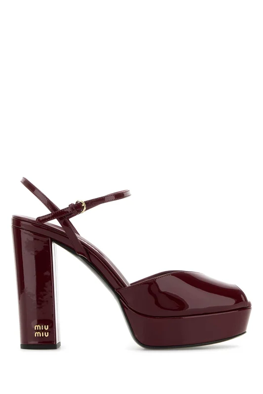 Miu Miu Burgundy Leather Sandals 40