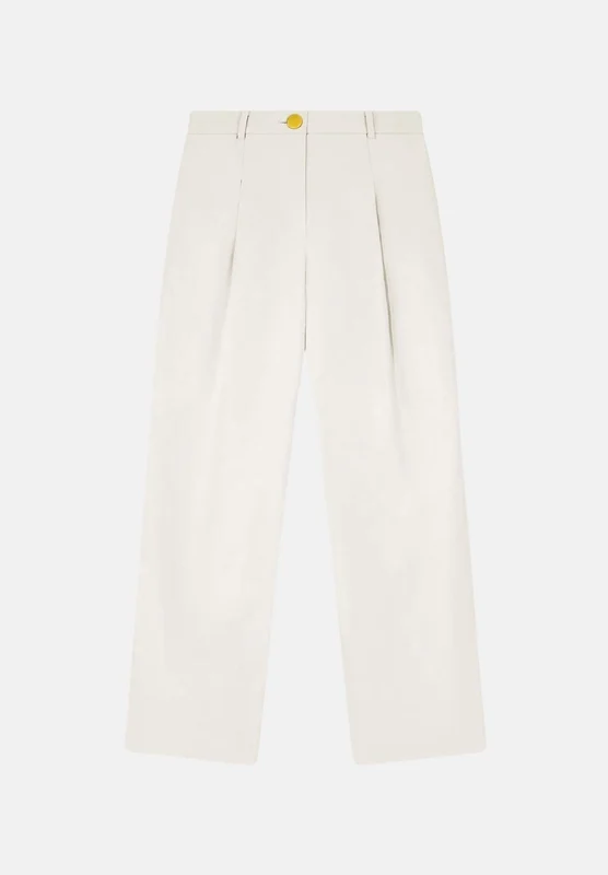 ARMANI EXCHANGE Pantaloni eleganti bianco-beige da donna con pinces in vita e tasche laterali 40