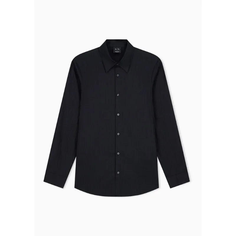 Camisa Regular Fit em Algodão Jacquard Preto - L