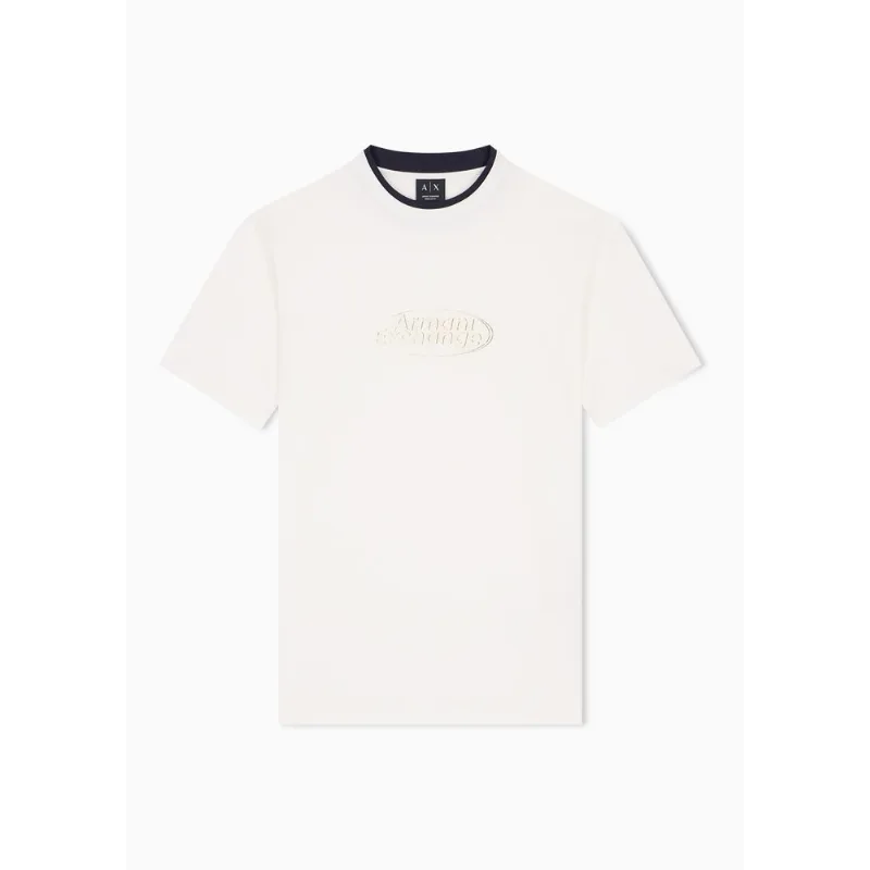Camiseta Regular Fit em Algodão Jersey com Logo em Relevo Off White - XS