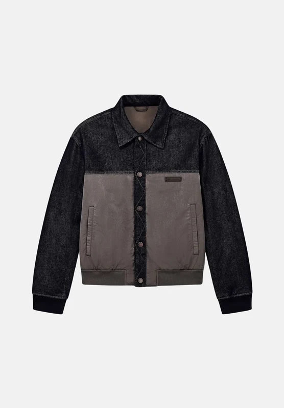 ARMANI EXCHANGE Giubbotto di jeans falcon-marrone per uomo con colletto classico e tasche frontali applicate. S
