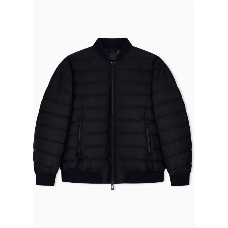 Jaqueta de Plumas em Jacquard Preto - XL