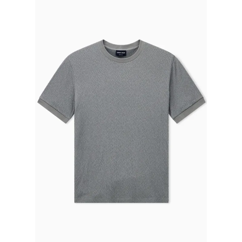 Camiseta Gola Redonda em Malha Jacquard em Relevo Cenere - 56 IT - 50 BR
