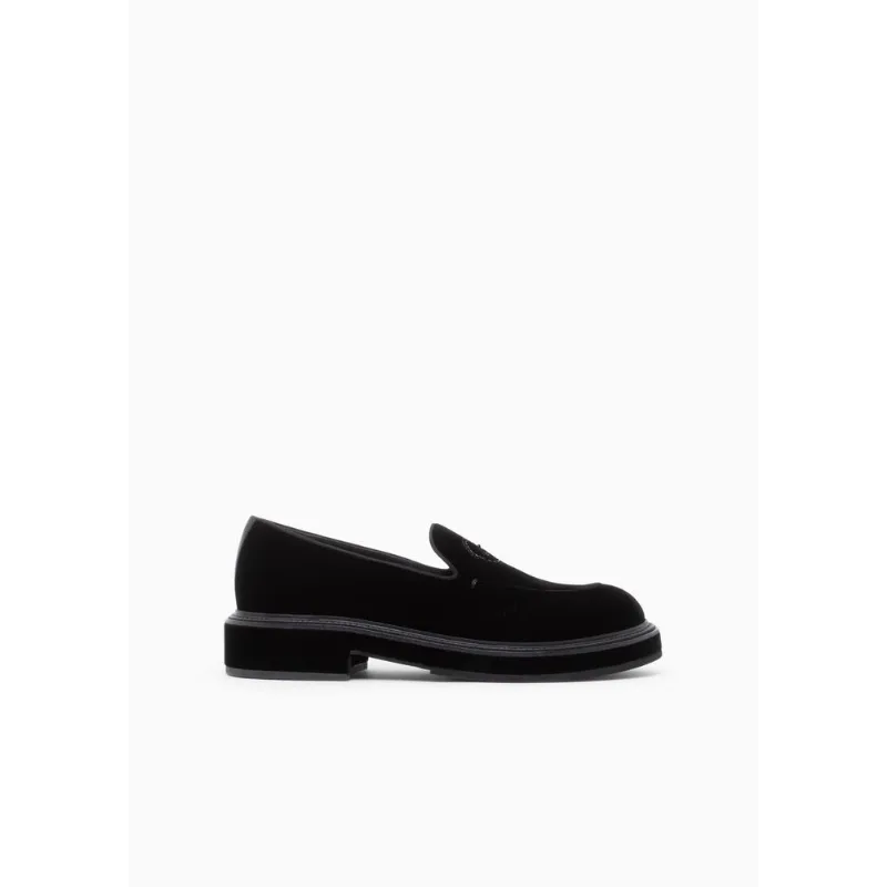 Mocassim em Veludo com Logo Bordado Preto - 9 UK - 40 BR