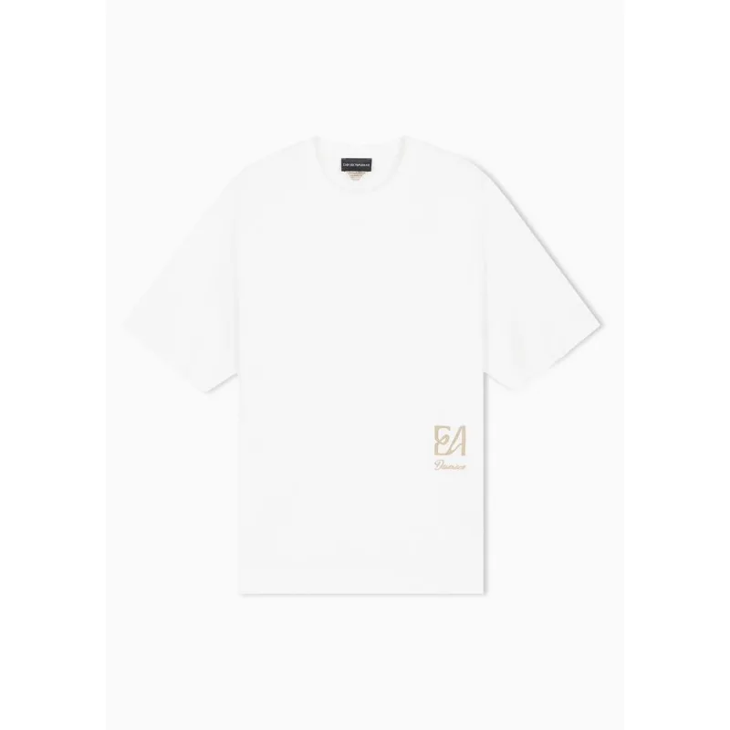 Camiseta em Liocel e Malha com Corrente e Logo Snow Branco - L