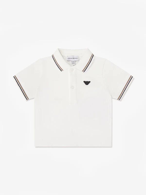 Emporio Armani Baby Boys Logo Polo Shirt in White White / 24 months