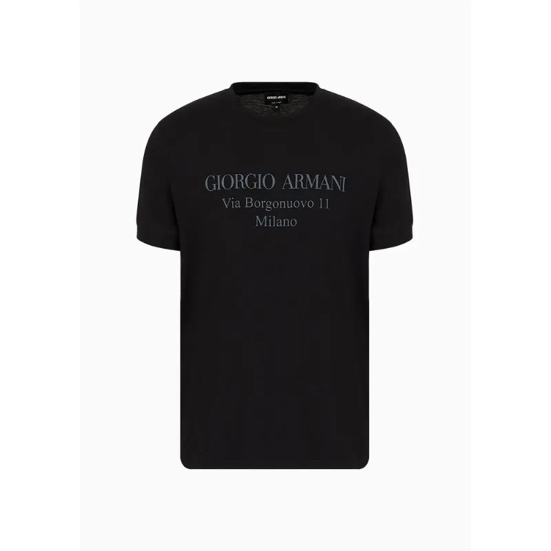 Camiseta Borgonuovo de Algodão Preto - 52 IT - 46 BR
