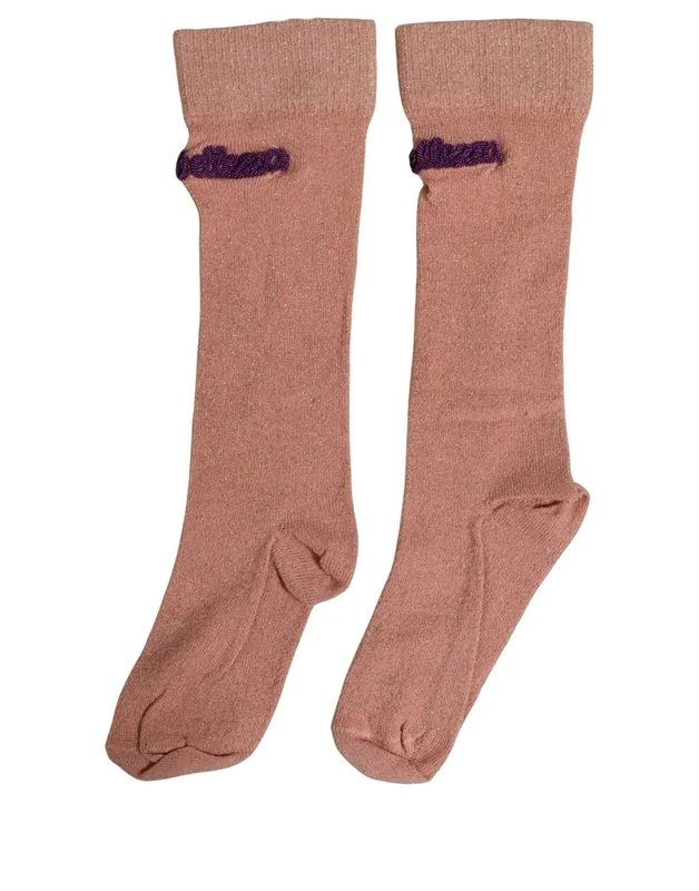 Dolce & Gabbana Dusty Pink Embroidered Mid Calf Accessory Socks S