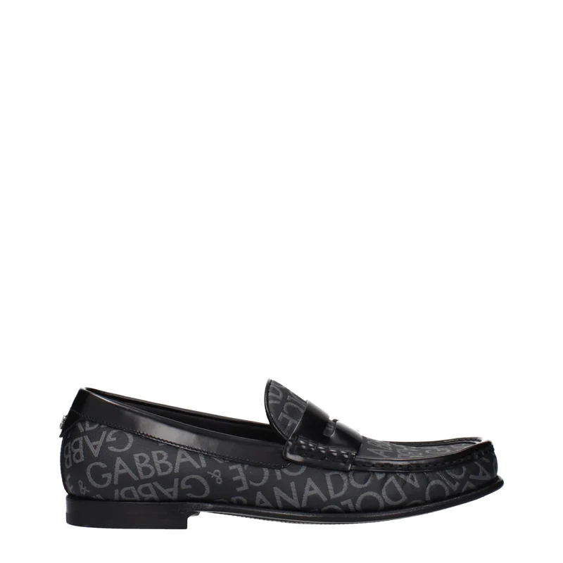 Dolce & Gabbana Black Fabric Slip-On Loafers EU40/US7