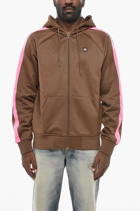 0405~Solid-Color Sweatshirt with Contrast Side Stripes S
