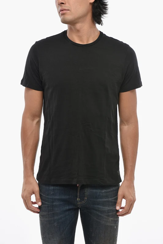 1500~Set of 3 Cotton Crew Neck T-Shirts in Solid Colors L