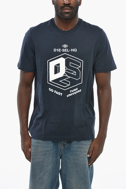 0405~Cotton Crewneck T-Shirt T-JUST with Contrast Logo M