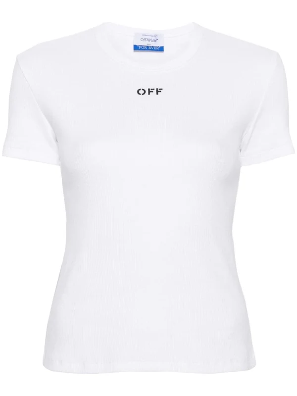 Ribbed T-shirt with Embroidered Logo 42