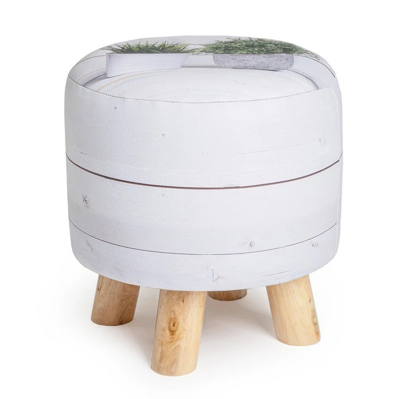 Poltrona Pouf "Plantas" per interno, con Struttura In Mdf da Ø30 x 32h cm