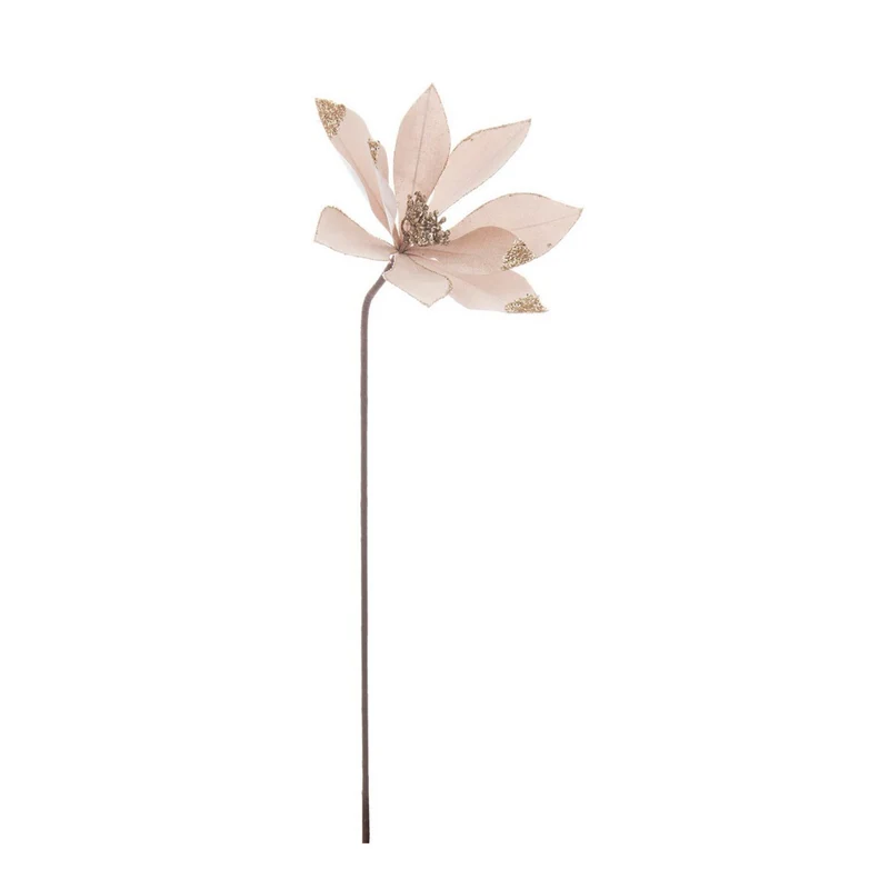 Fiore decorativo "Cleofe" poliestere color champagne per decorazione ambienti