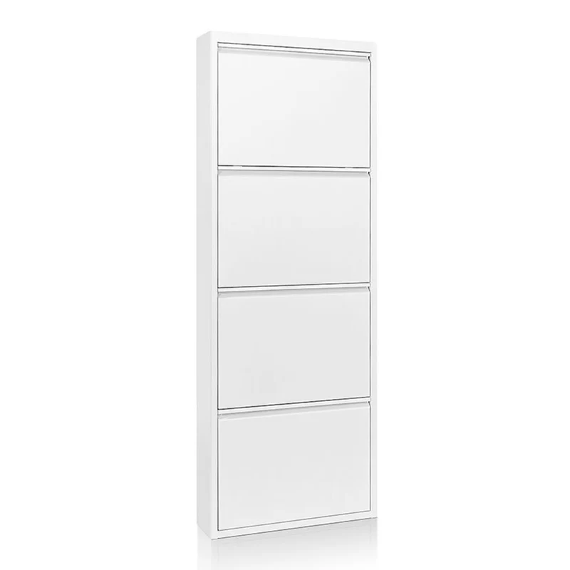 Scarpiera Slim in metallo bianco con ante basculanti porta scarpe salvaspazio da interno 4 Ante