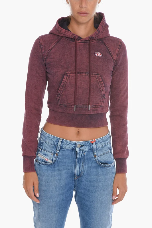 2550~Acid Wash Effect D-ANGY Cropped Hoodie Xs