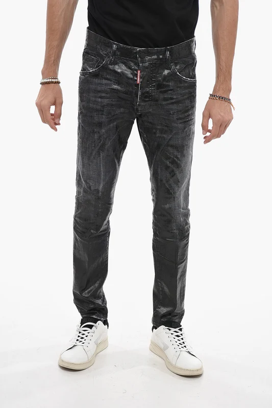 1500~Coated Cotton Skater Jeans With Distressed Detail 54