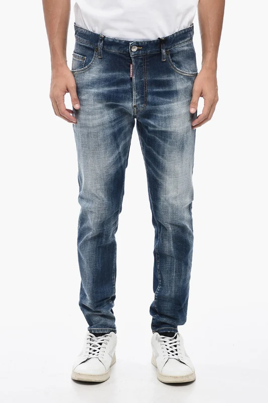 0405~Dark Wash Skater Jeans with Stonewash Effect 16cm 50