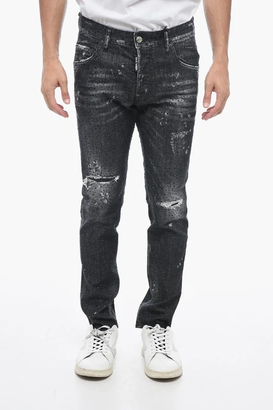 1500~Jeans Skater Fit with All-Over Crystals 14cm 46