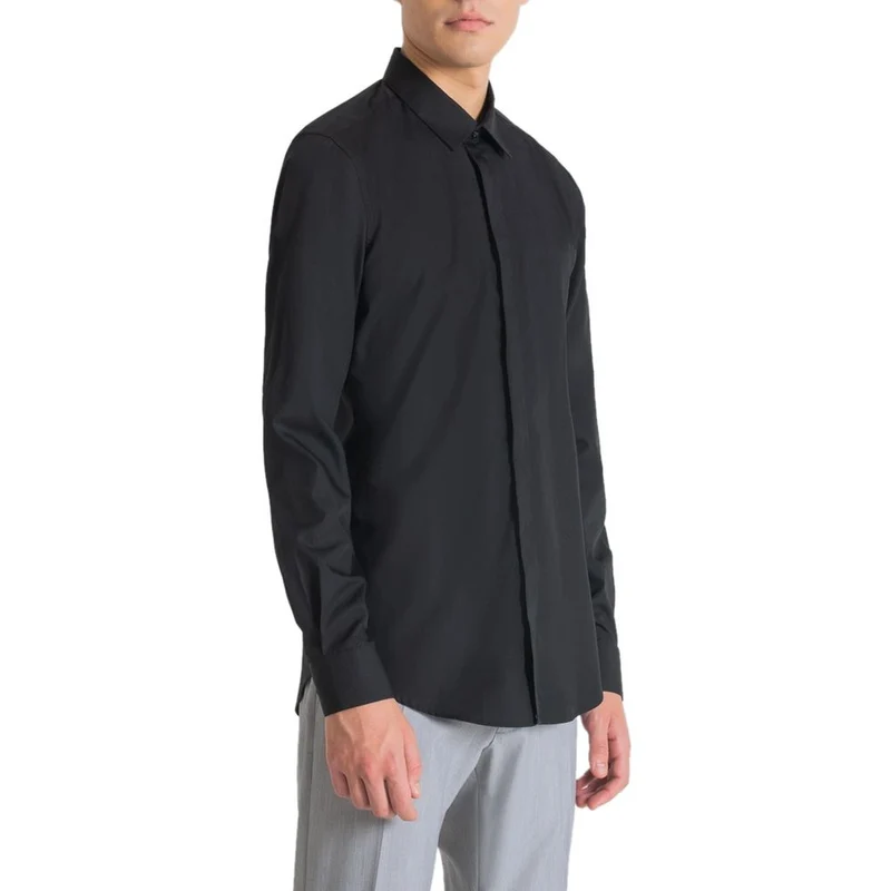 Antony Morato Black Cotton Dress Shirt M (48 EU)