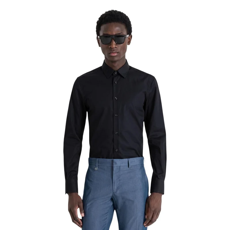 Antony Morato Black Cotton Dress Shirt S (46 EU)
