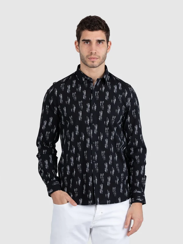 CAMICIA MANICA LUNGA IN VISCOSA ALL OVER FANTASIA 46