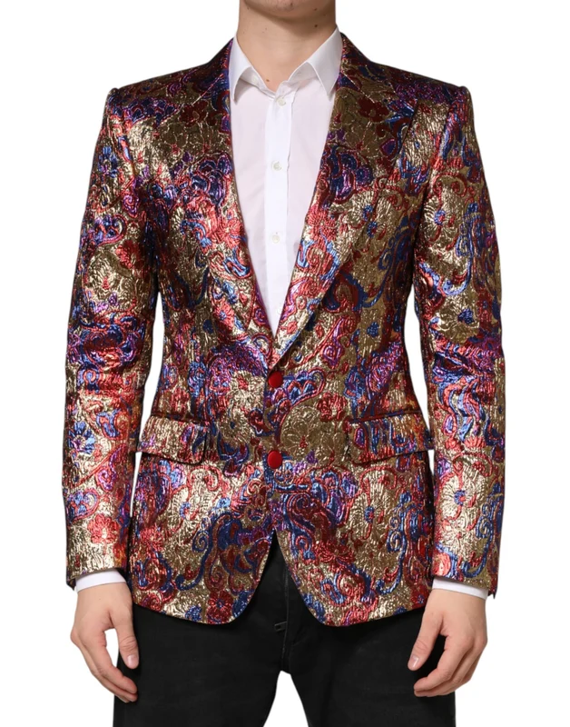 Dolce & Gabbana Multicolor Jacquard Single Breasted Blazer IT48 | M